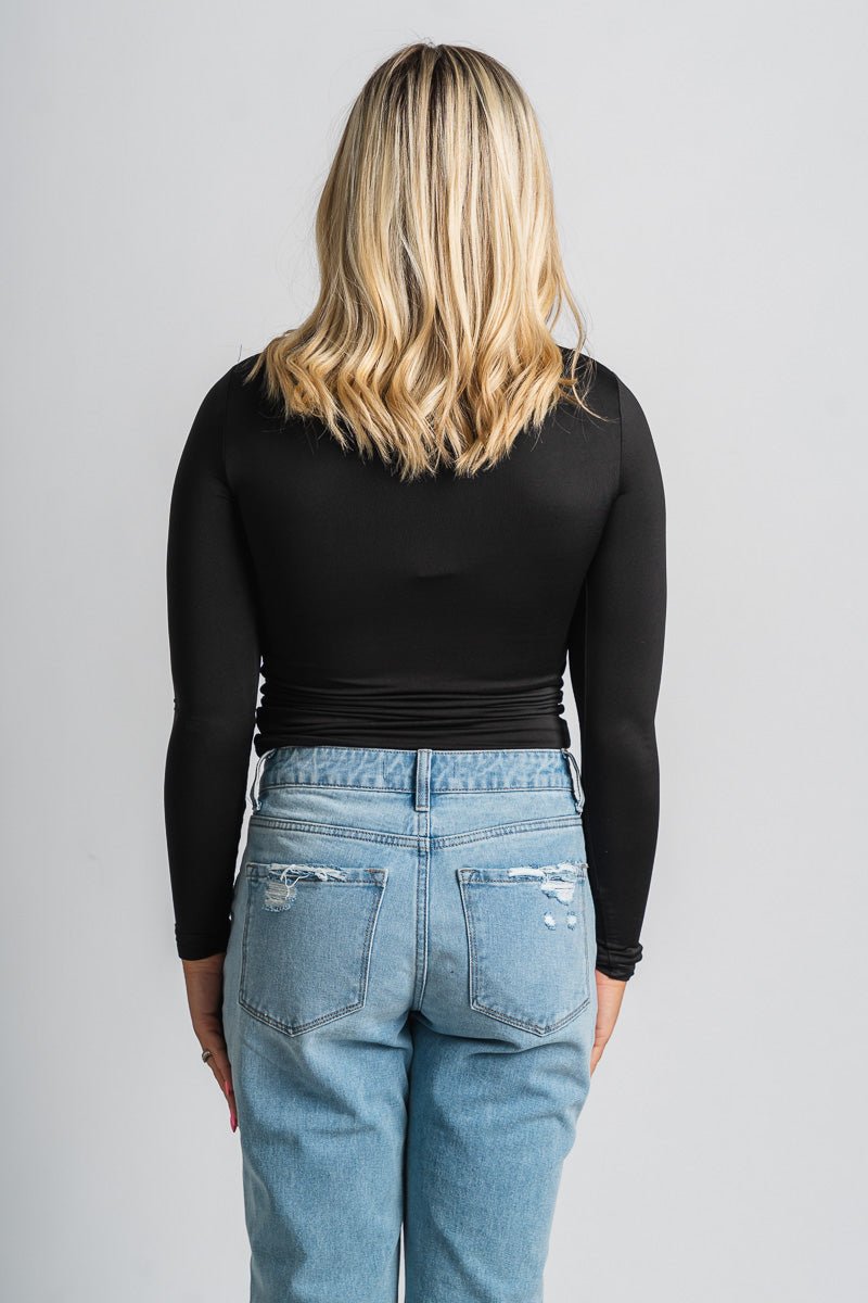 Long sleeve fitted top black