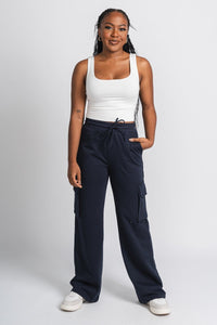 Johnny cargo sweatpants midnight - Stylish sweatpants - Trendy Lounge Sets at Lush Fashion Lounge Boutique in Oklahoma City