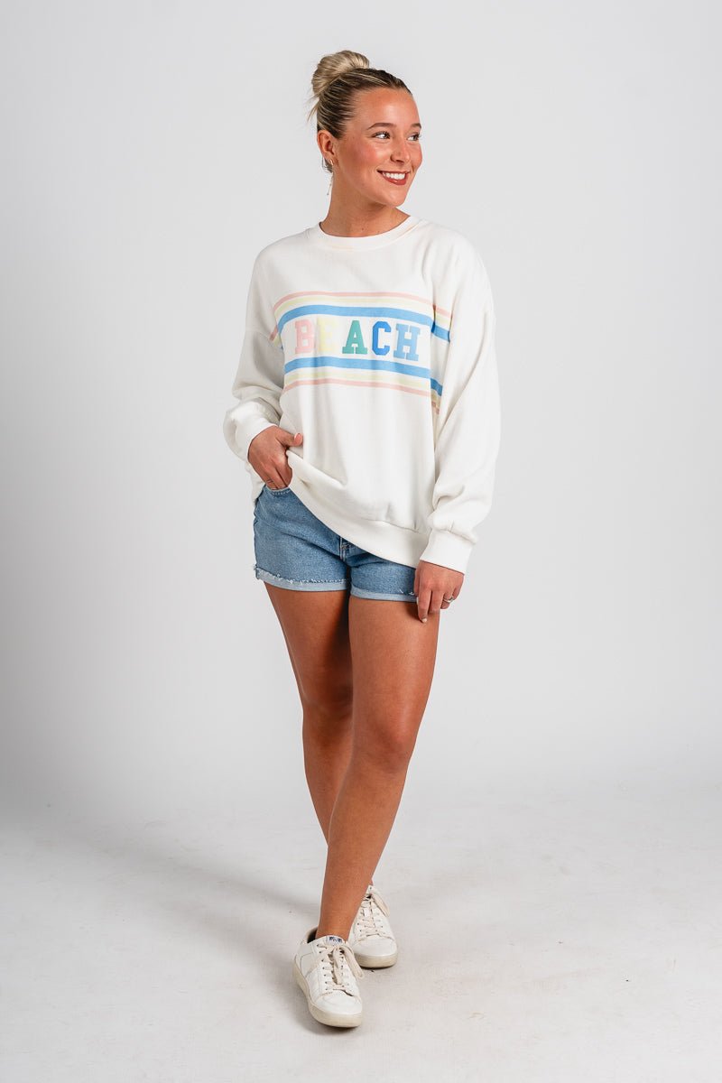 Z Supply Beach sweatshirt vanilla ice - Stylish Sweatshirt - Trendy Staycation Outfits at Lush Fashion Lounge Boutique in Oklahoma City