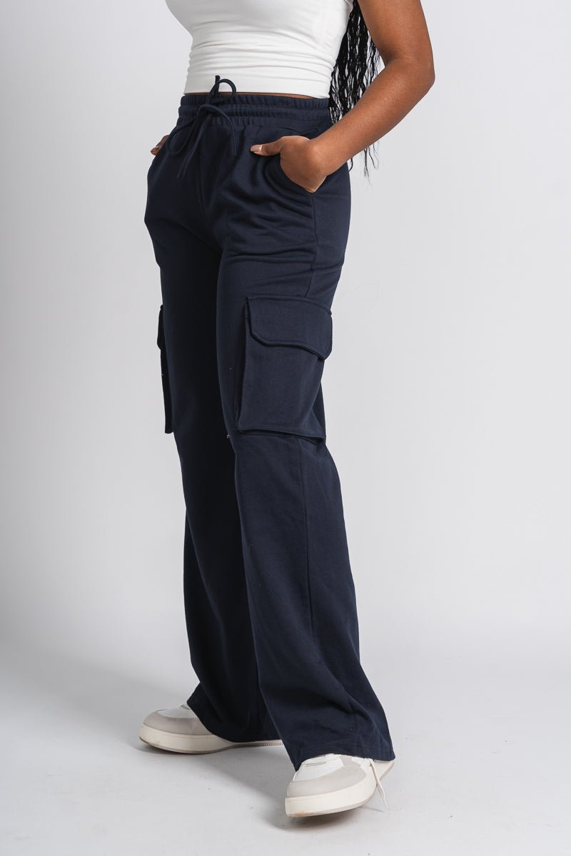 Johnny cargo sweatpants midnight - Cute sweatpants - Fun Cozy Basics at Lush Fashion Lounge Boutique in Oklahoma City