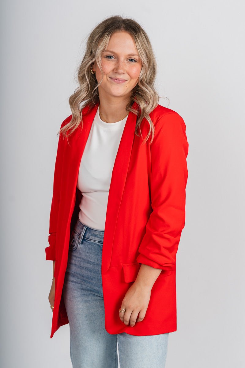 Boyfriend blazer red – Trendy Jackets | Cute Fashion Blazers at Lush Fashion Lounge Boutique in Oklahoma City