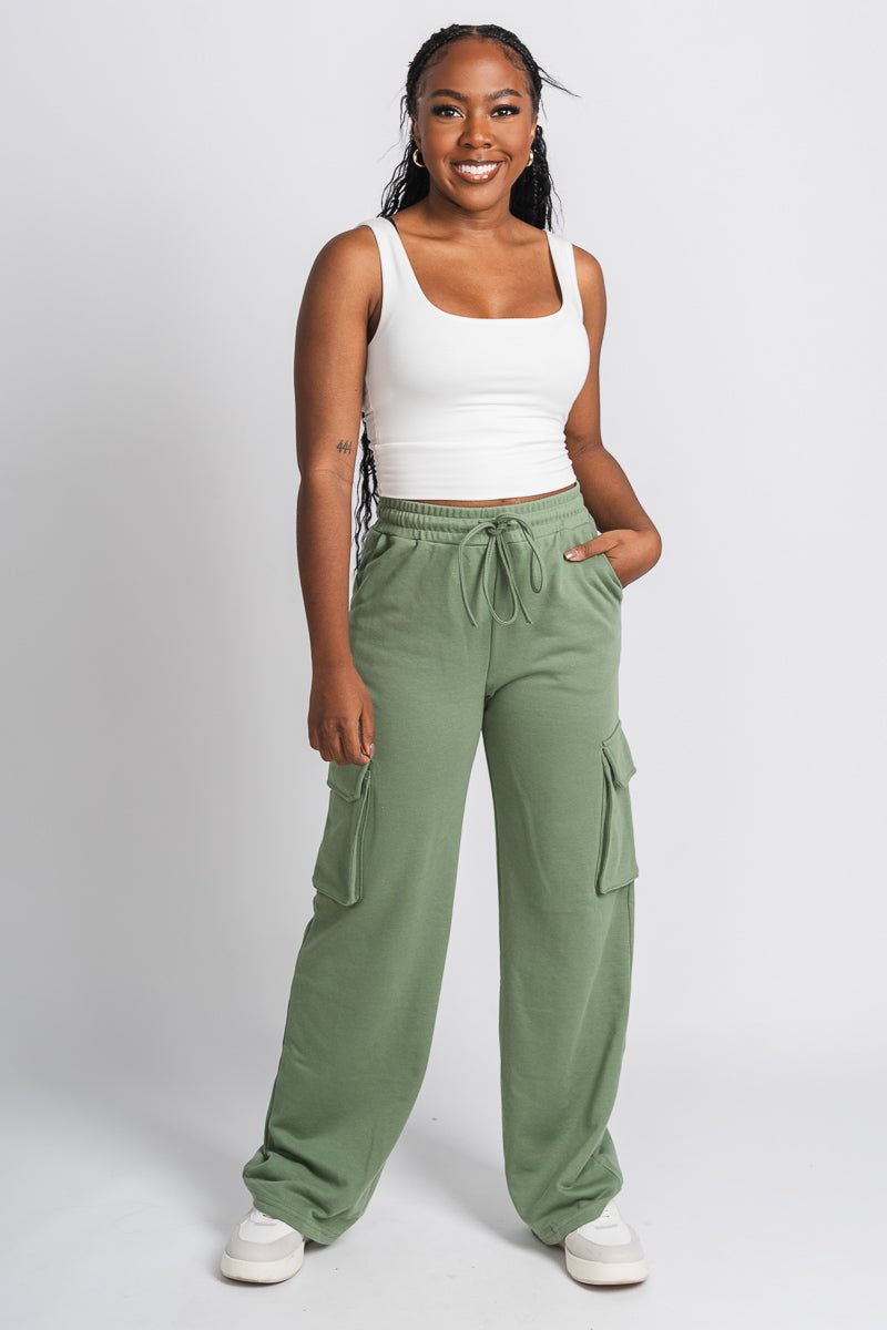 Johnny cargo sweatpants olive Trendy Pants Lush Fashion Lounge
