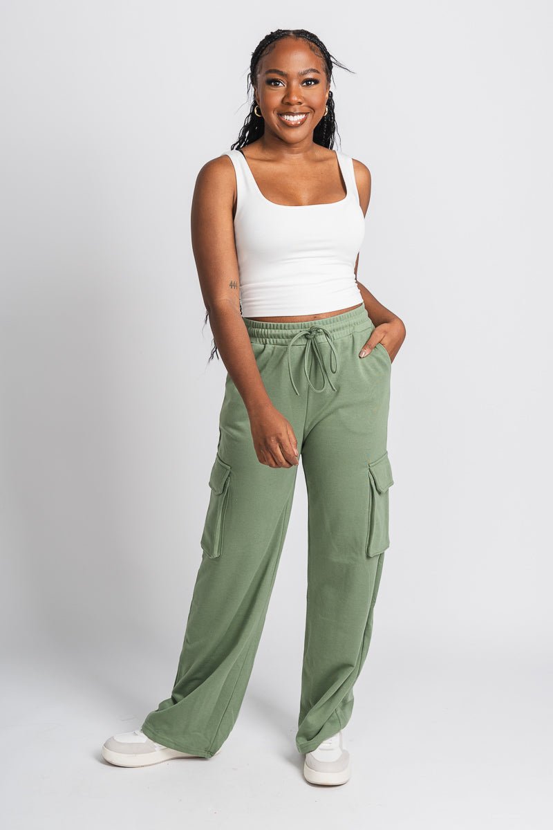 Johnny cargo sweatpants olive Trendy Pants Lush Fashion Lounge