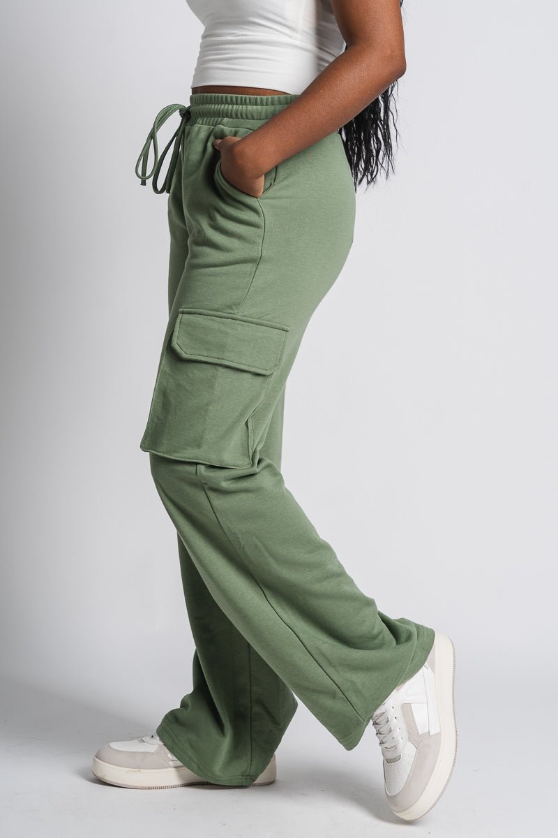 Johnny cargo sweatpants olive - Trendy sweatpants - Cute Loungewear Collection at Lush Fashion Lounge Boutique in Oklahoma City