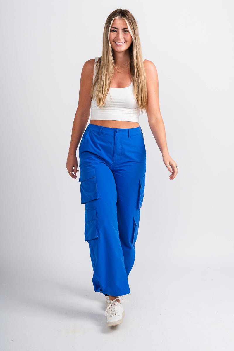 Wide leg cargo pants azure - Oklahoma City inspired graphic t-shirts at Lush Fashion Lounge Boutique in Oklahoma City