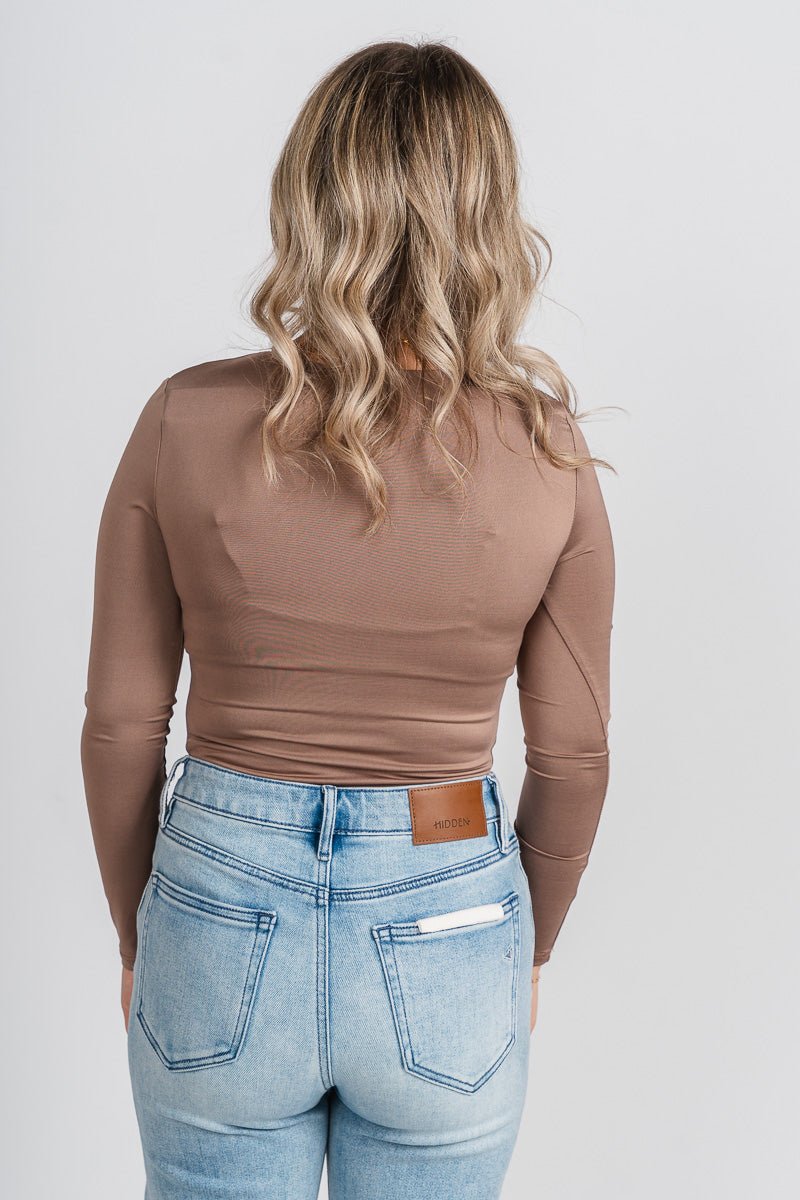 Long sleeve bodysuit deep taupe