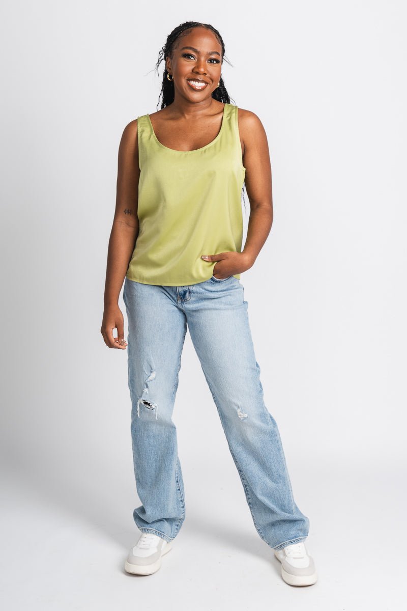 Satin tank top pistachio - Trendy Tank Top - Fashion Tank Tops at Lush Fashion Lounge Boutique in Oklahoma City