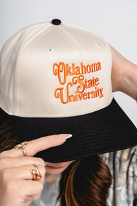 OSU OSU bookmania two tone hat natural/black hat | Lush Fashion Lounge Trendy Oklahoma State Cowboys Apparel & Cute Gameday T-Shirts