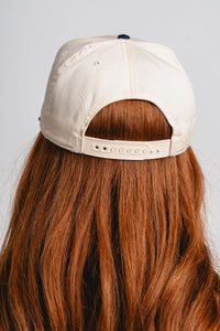 USA stacked two tone hat cream/navy - Stylish Hat - Trendy American Summer Fashion at Lush Fashion Lounge Boutique in Oklahoma