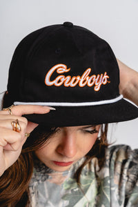 OSU OSU Cowboys script rope hat black/white hat | Lush Fashion Lounge Trendy Oklahoma State Cowboys Apparel & Cute Gameday T-Shirts