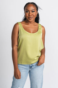 Satin tank top pistachio - Affordable Tank Top - Boutique Tank Tops at Lush Fashion Lounge Boutique in Oklahoma City