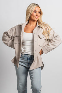 Brushed knit shacket oatmeal – Trendy Jackets | Cute Fashion Blazers at Lush Fashion Lounge Boutique in Oklahoma City