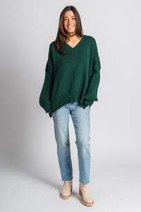 Oversized sweater deep green - Trendy Sweaters | Cute Pullover Sweaters at Lush Fashion Lounge Boutique in Oklahoma City