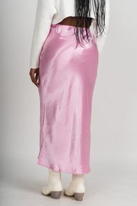 Satin maxi skirt pink | Lush Fashion Lounge: boutique fashion skirts, affordable boutique skirts, cute affordable skirts