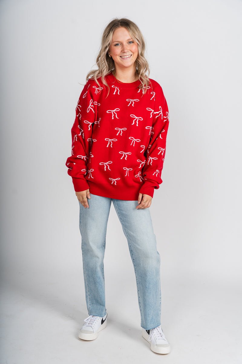 Bow sweater red/white