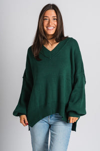 Oversized sweater deep green – Stylish Sweaters | Boutique Sweaters at Lush Fashion Lounge Boutique in Oklahoma City