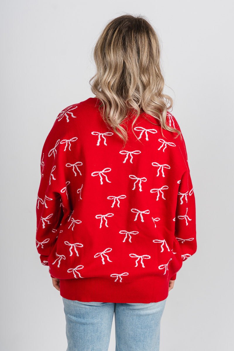 Bow sweater red/white