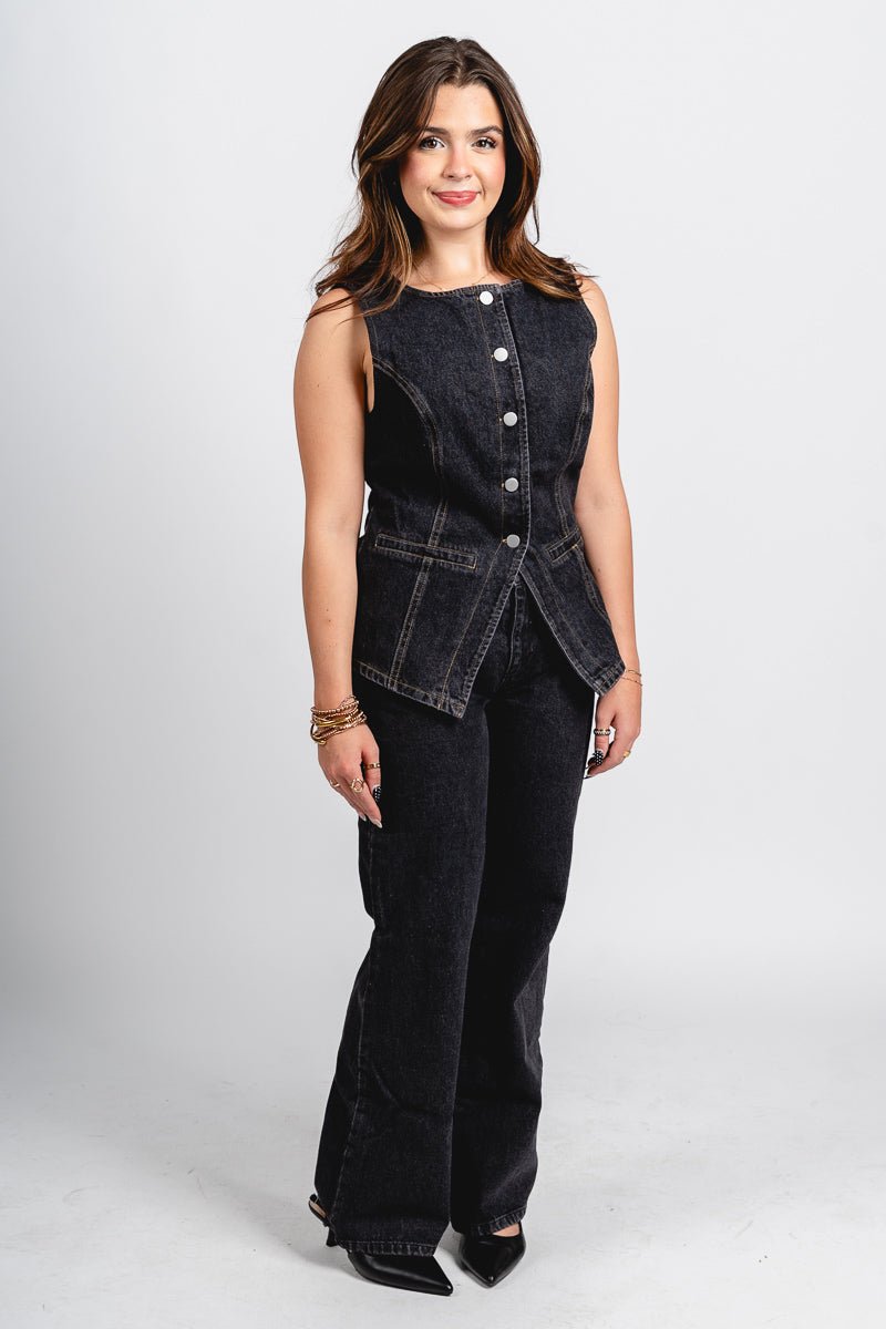 Denim vest black
