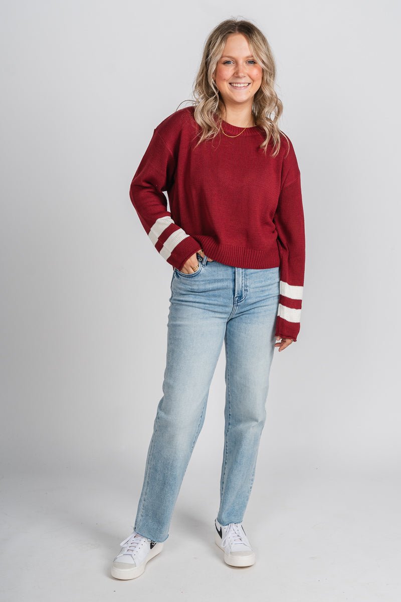 Game day sweater burgundy/white