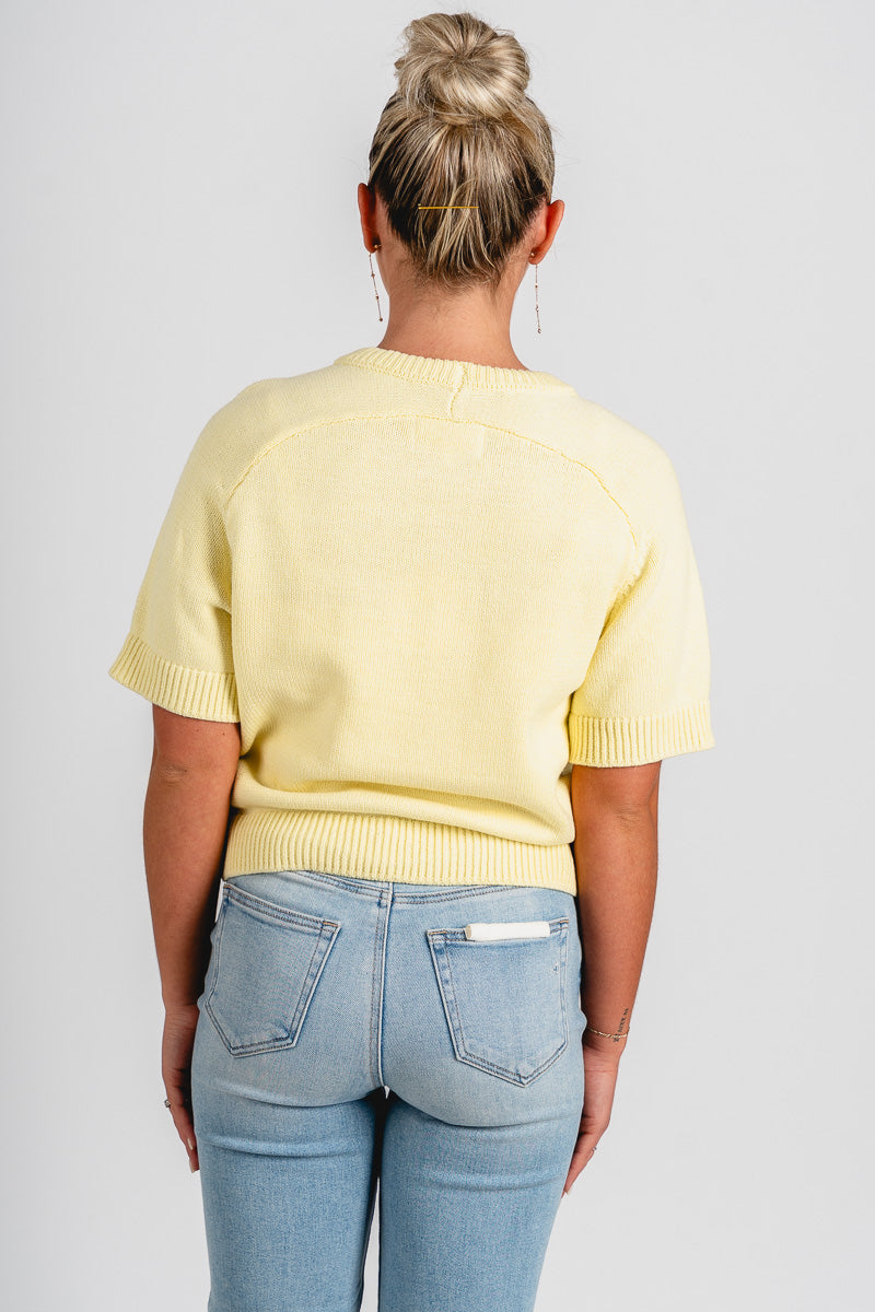 Short sleeve raglan sweater lemon