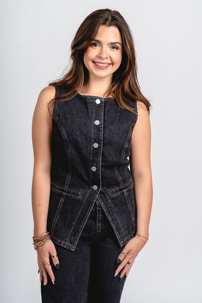 Denim vest black