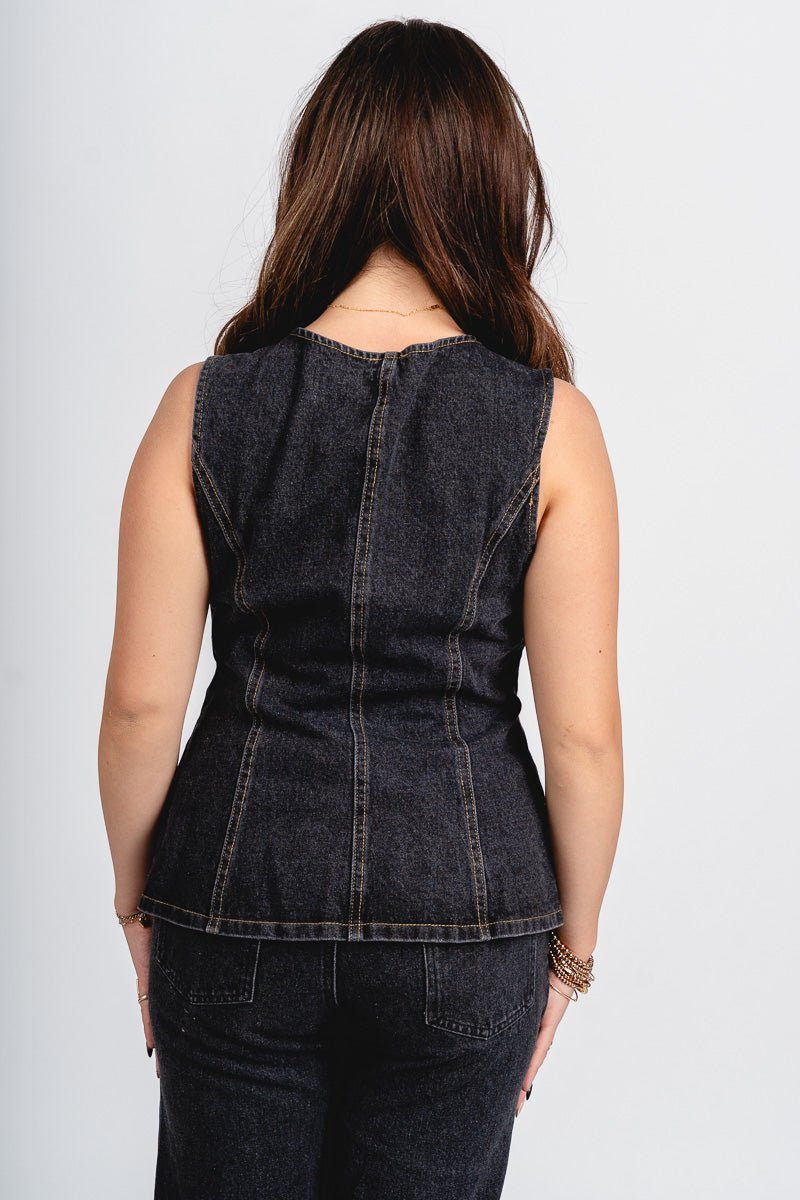Denim vest black