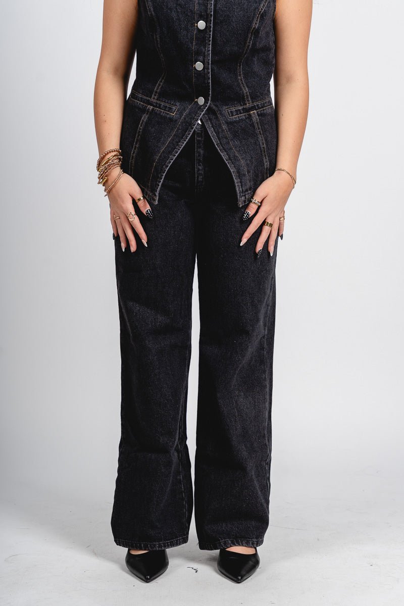 Low rise wide leg jeans black | Lush Fashion Lounge: boutique women's jeans, fashion jeans for women, affordable fashion jeans, cute boutique jeans