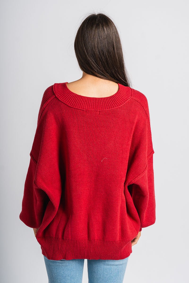 Oversized sweater dark red