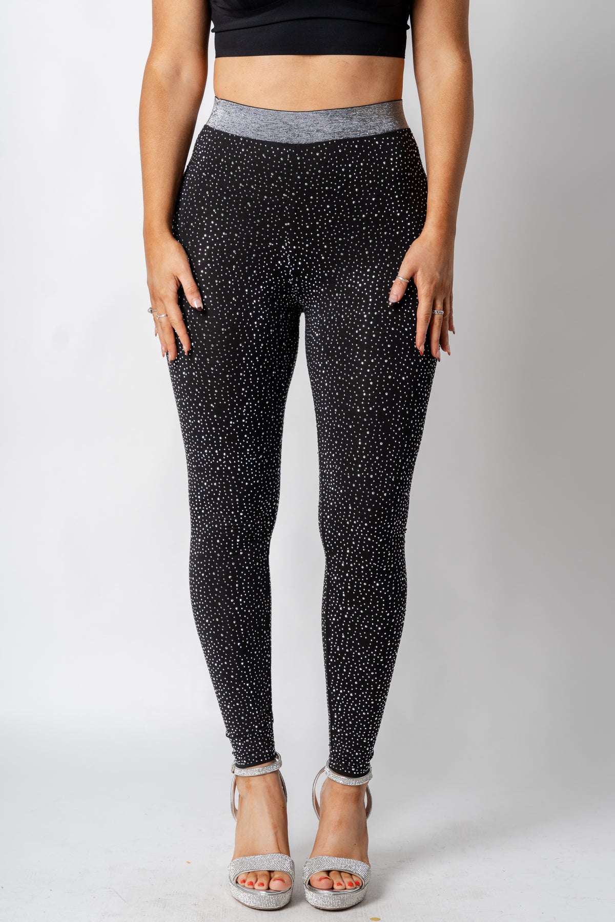 Rhinestone leggings black - Trendy New Year's Eve Outfits at Lush Fashion Lounge Boutique in Oklahoma City