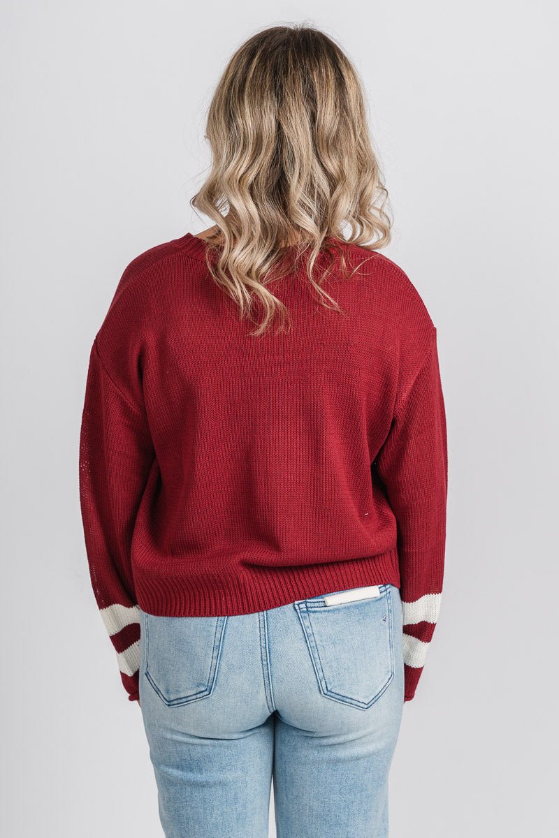 Game day sweater burgundy/white