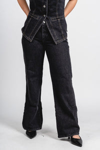 Low rise wide leg jeans black | Lush Fashion Lounge: boutique women's jeans, fashion jeans for women, affordable fashion jeans, cute boutique jeans