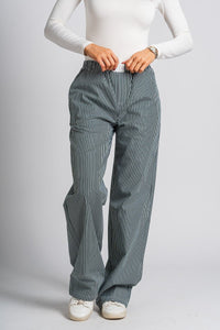 Striped pajama pants forest green - Trendy pajama pants - Cute Loungewear Collection at Lush Fashion Lounge Boutique in Oklahoma City