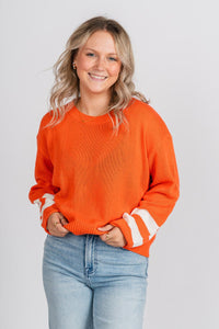 Game day sweater orange/white – Stylish Sweaters | Boutique Sweaters at Lush Fashion Lounge Boutique in Oklahoma City