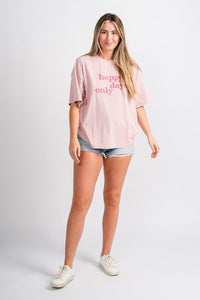 Happy days only short sleeve sweatshirt blush - Stylish top - Trendy Lounge Sets at Lush Fashion Lounge Boutique in Oklahoma City