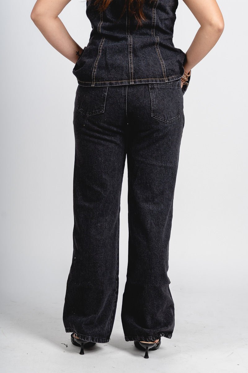 Low rise wide leg jeans black | Lush Fashion Lounge: boutique women's jeans, fashion jeans for women, affordable fashion jeans, cute boutique jeans