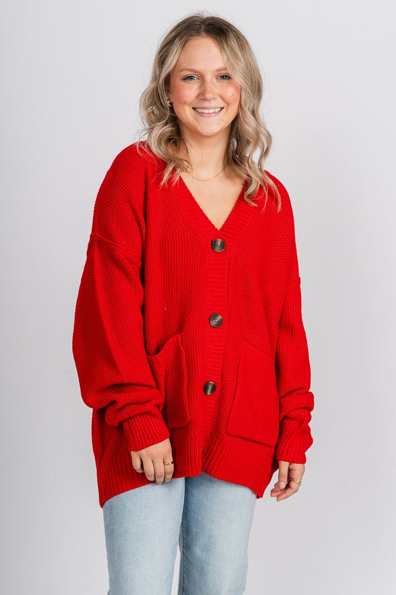 Oversized sweater cardigan red