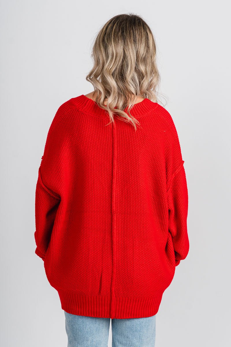 Oversized sweater cardigan red