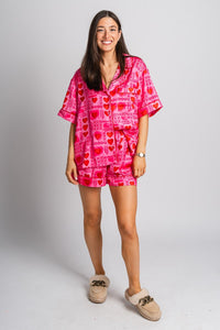 XOXO pajama top pink - Trendy Valentine's T-Shirts at Lush Fashion Lounge Boutique in Oklahoma City