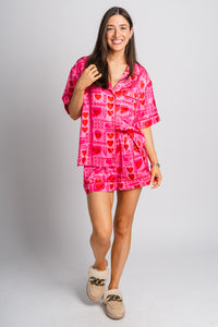 XOXO pajama top pink - Cute Valentine's Day Outfits at Lush Fashion Lounge Boutique in Oklahoma City