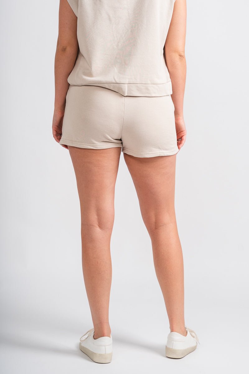 Pocket terry shorts beige - Adorable Shorts - Stylish Comfortable Outfits at Lush Fashion Lounge Boutique in OKC
