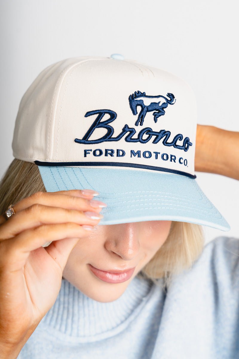 Bronco Scottie hat ivory/light blue - Trendy Gifts at Lush Fashion Lounge Boutique in Oklahoma City