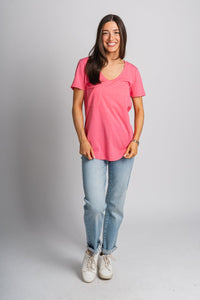 Z Supply pocket tee disco pink - Z Supply Top - Z Supply Clothing at Lush Fashion Lounge Trendy Boutique Oklahoma City