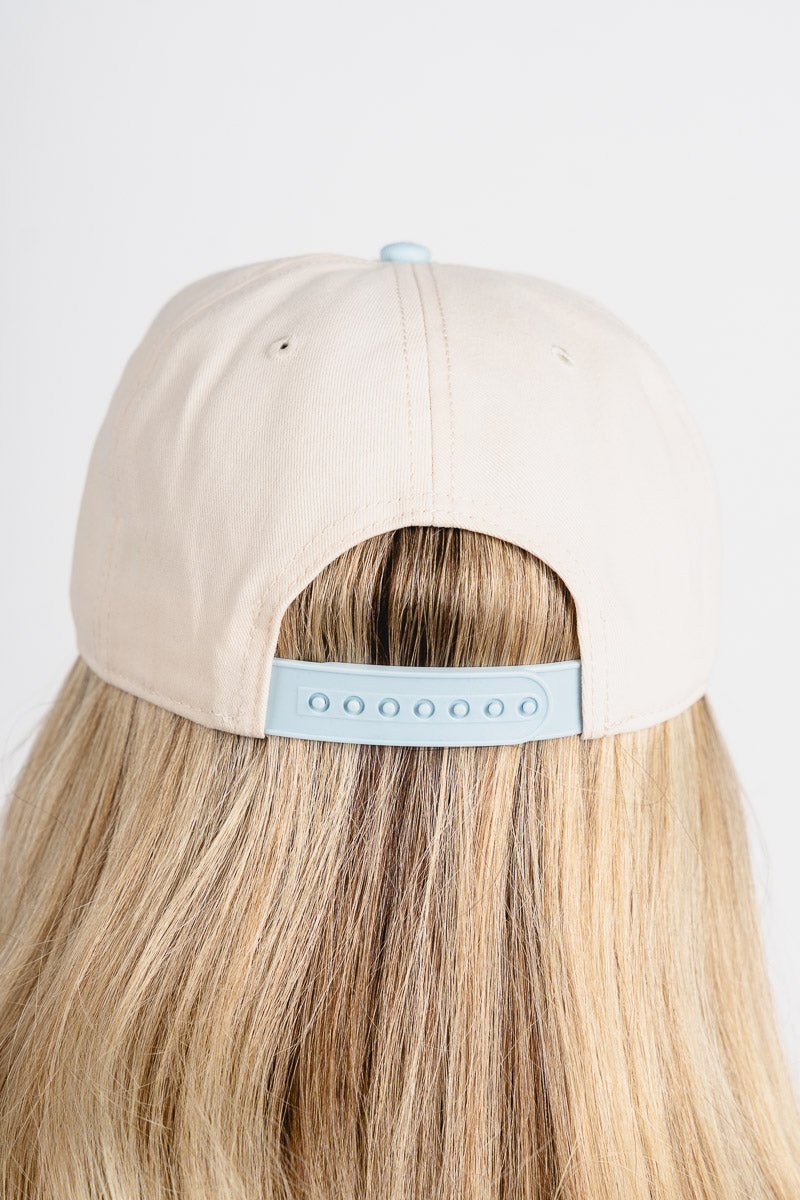 Bronco Scottie hat ivory/light blue - Trendy Gifts at Lush Fashion Lounge Boutique in Oklahoma City