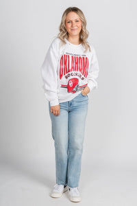 OU OU Sooners established helmet sweatshirt white Sweatshirt | Lush Fashion Lounge Trendy Oklahoma University Sooners Apparel & Cute Gameday T-Shirts