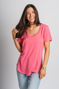 Z Supply pocket tee disco pink - Z Supply Top - Z Supply Apparel at Lush Fashion Lounge Trendy Boutique Oklahoma City