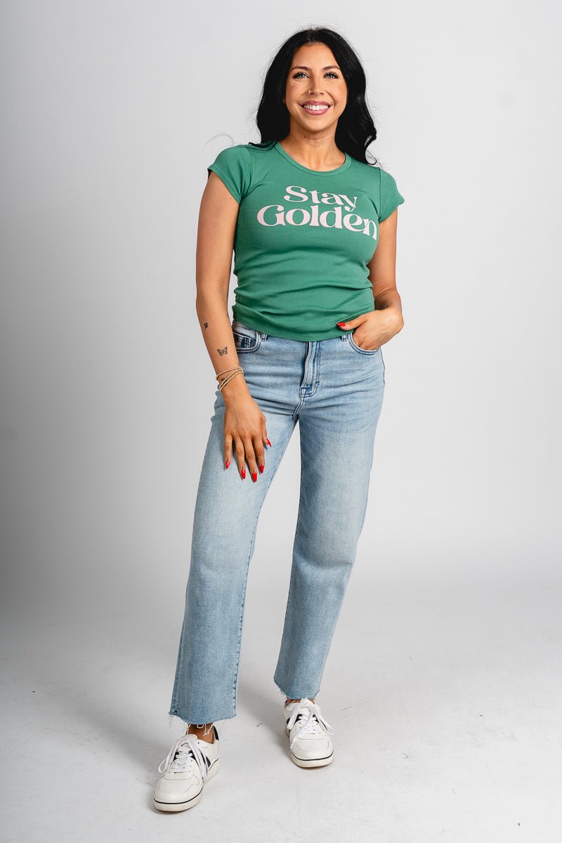 Z Supply stay golden cheeky tee botanical green | Trendy Tops
