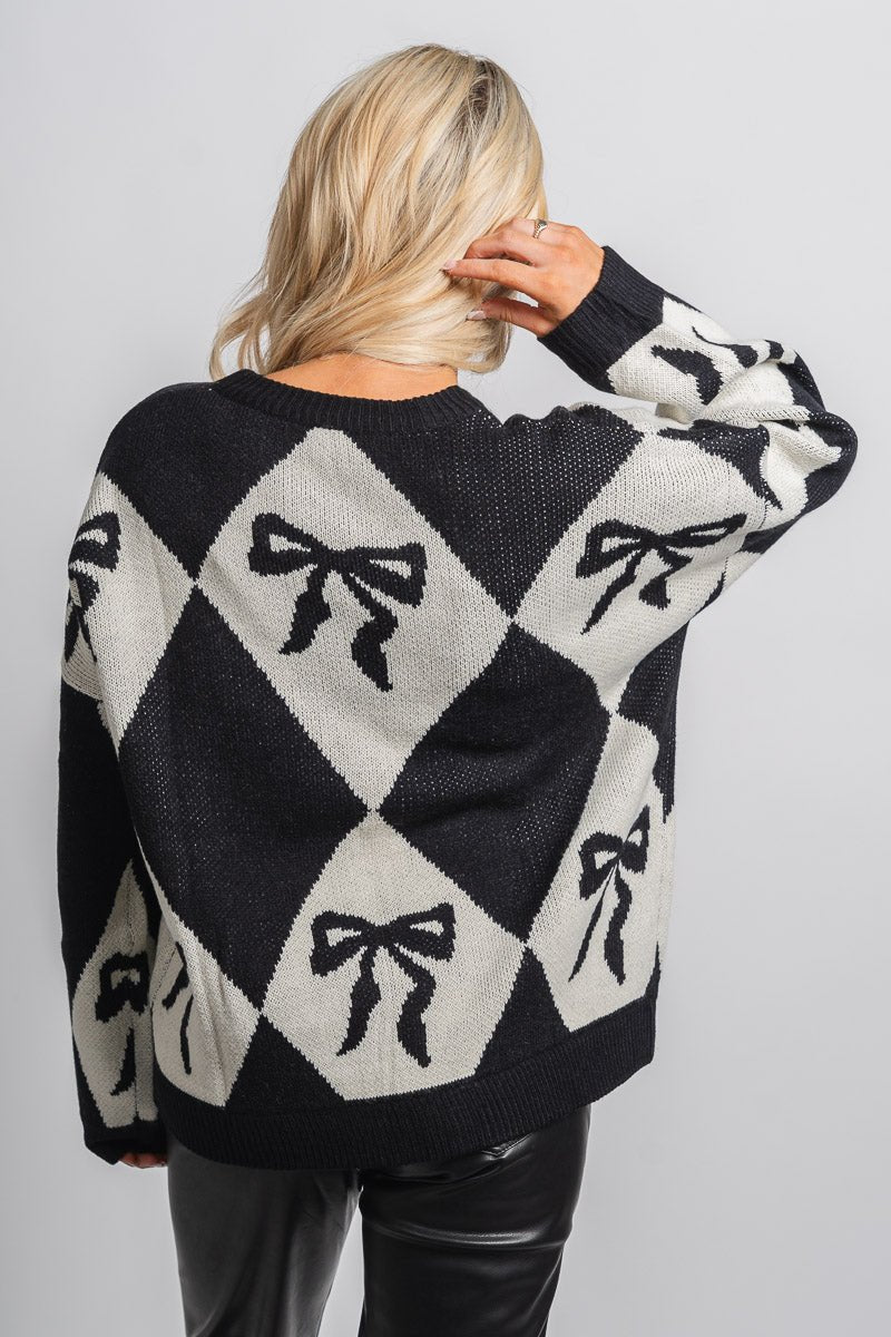 Chunky bow sweater black/ivory