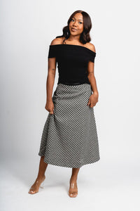 Hounds tooth midi skirt black | Lush Fashion Lounge: boutique fashion skirts, affordable boutique skirts, cute affordable skirts