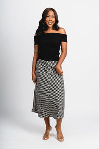 Hounds tooth midi skirt black | Lush Fashion Lounge: boutique fashion skirts, affordable boutique skirts, cute affordable skirts