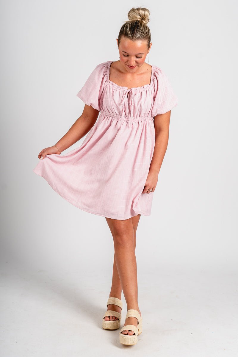 Puff sleeve babydoll dress pink - Trendy dress - Fashion Dresses at Lush Fashion Lounge Boutique in Oklahoma City